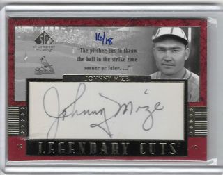 Johnny Mize 2003 Upper Deck Sp Legendary Cuts Autograph Auto 16/18