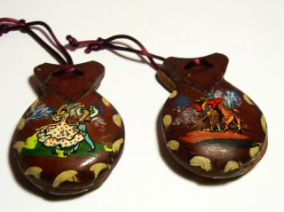 Vintage Spanish Castanets Hand Painted Design