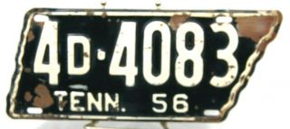 1956 Tennessee State Shape License Plate - Hamilton County - - Last Year
