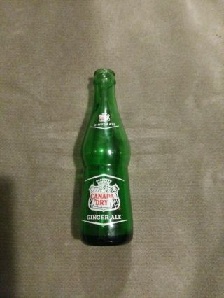 Vintage Canada Dry Ginger Ale Green Glass Beverage Soda Pop 7 Oz Bottle