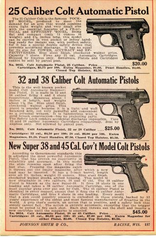 1927 Small Print Ad Of Colt Pocket Pistol & Government Model Automatic Pistol