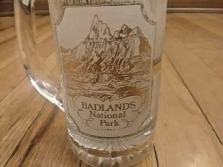 Vintage Badlands National Park Glass Mug Stein South Dakota Panorama Gold 5 6/8 