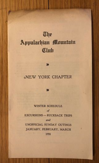 Vintage 1931 Appalachian Mountain Club Amc Winter Schedule Brochure Hiking