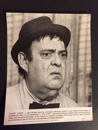 Zero Mostel Vintage Signed Photo For “the Front” 1976