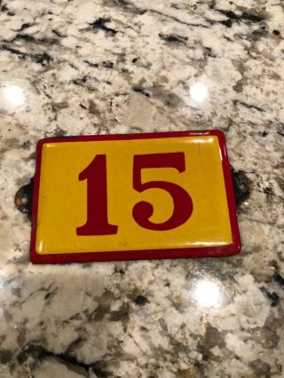 15 Antique Vintage Porcelain House Number Sign•6”x 4”•rare Yellow/red