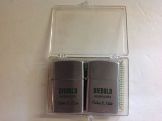 Diebold Inc.  Vintage Set Of 2 Dundee Cigarette Lighters,  Canto Ohio