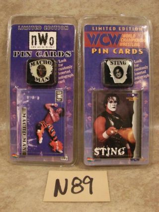 N89 Vintage 1997 Limited Edition Nwo Pin Card Macho Man & Wcw Sting Signed????
