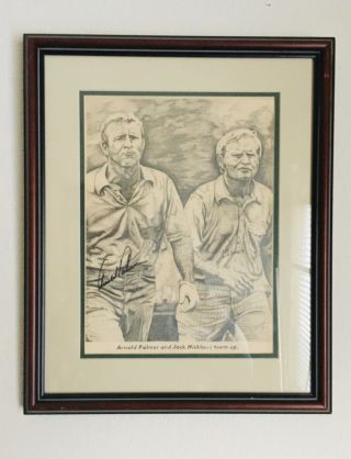 Team Championships Painting of ARNOLD PALMER JACK NICKLAUS Autographed 2