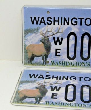Washington Elk Tag License Plates Matching Pair Set Wildlife 2