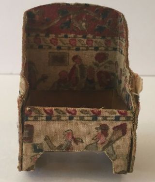 Vintage Doll House Furniture Cardboard & Fabric Rocking Chair Made In Japan