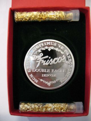1 - OZ.  999 PURE SILVER RARE 1994 DOUBLE EAGLE FAMOUS DENVER DEL FRISCO ' S,  GOLD 2