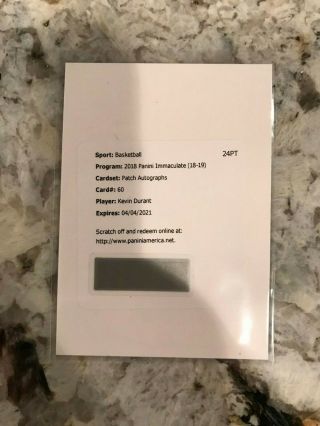 2018 - 19 Immaculate Kevin Durant Patch Auto /25
