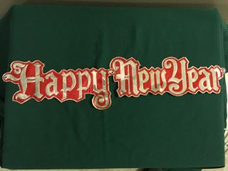Happy Year Banner Sign Aluminum Hinged Vintage