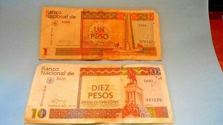 4 Cuban Ppaer Bills,  1,  5,  10,  20 Pesos Republica De Cuba 3