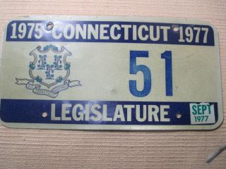 1975 - 1977 Connecticut Legislature License Plate.  51.