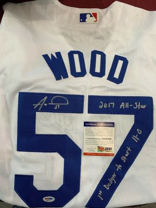 Alex Wood Dodgers Signed Jersey 2017 All - Star 11 - 0 Start 1st Dodger Psa/dna