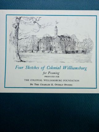 Four Sketches Of Colonial Williamsburg For Framing By Charles Overly 11 " X 14.  5 "