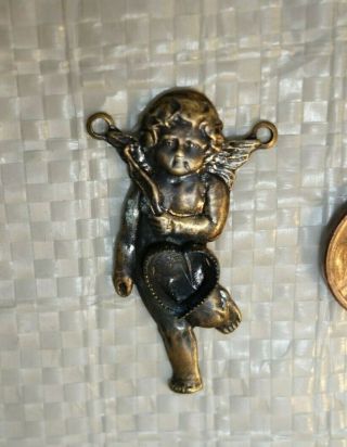 Gorgeous Vintage Art Deco Angel Brass Jewelry Stamping Pendant