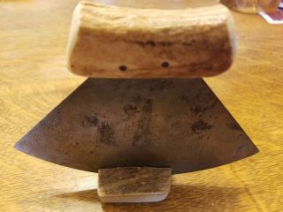 Vintage Alaskan Ulu Knife,  Handmade,  Moose Antler,  Great collector piece 3