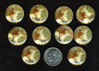 Vintage Horse And Rider Round Glass Cabochons 18 Mm