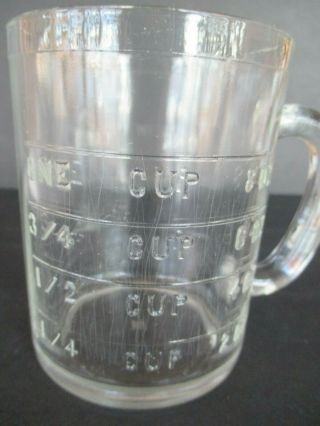 Vintage Hazel Atlas Clear Glass Measuring Cup Raised Markings D Handle
