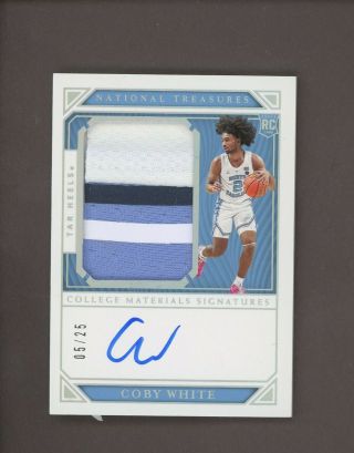 2019 National Treasures Coby White Rpa Rc Rookie Jumbo Patch Auto 5/25