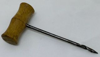 Antique Vintage Wood 4 " Inch T - Handle Screw Gimlet Hand Auger - Made In Germany