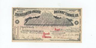 C.  1895 The Atlantic Pacific Railway Tunnel Co.  Of Colorado Stock Certificate