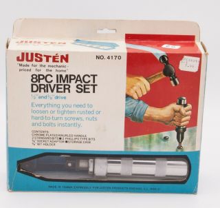 Vintage Justen 8pc Impact Driver Set 1/2 " 3/8 " No.  4170