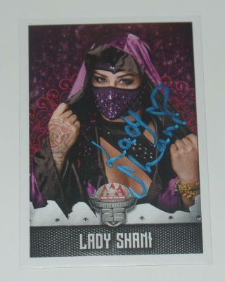 Lady Shani Signed 2017 Panini Lucha Libre Aaa Sticker Card 104 Reina De Reinas