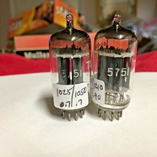 Vintage Pair Tung Sol 5751 Vacuum Tubes Very Strong Long Plates