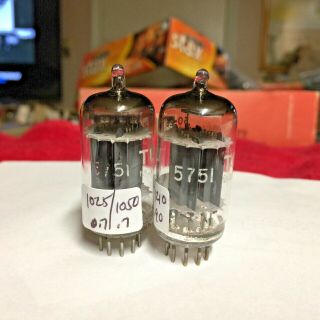 Vintage Pair Tung Sol 5751 Vacuum Tubes Very Strong Long Plates 2