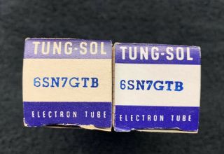 2 NOS NIB Matched Tung - Sol 6SN7GTB Tall Bottle Audio Tubes USA 1960 ' s 2