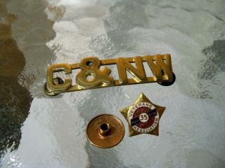 2 Vintage C&nw Chicago Northwestern Railroad 35 Year Uniform Pin Badge