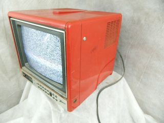 Zenith Vintage C0902d 9 " Portable Color Tube Crt Television Tv Red Cube