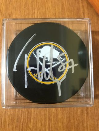 Tyler Myers Autographed Buffalo Sabres Hockey Puck Nhl 57 With