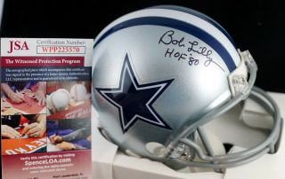 Bob Lilly " Hof 80 " Signed Dallas Cowboys Mini Helmet,  Jsa Wpp225570