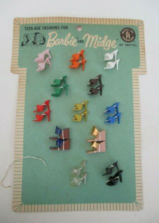 Minty Vintage Barbie Shoes: GOLD & TAN PLASTIC WEDGE HEELS 3