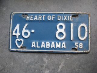 1958 58 Alabama Al License Plate Tag Decoration Sweet 46 810 Macon County