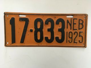 1925 Nebraska License Plate 100 All Paint Still Has Some Gloss