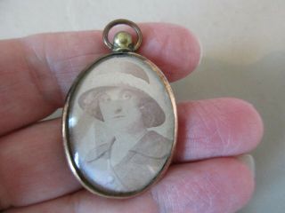 Antique Vintage Victorian Gold Filled Photo Locket Pendant Necklace Large Old Uk