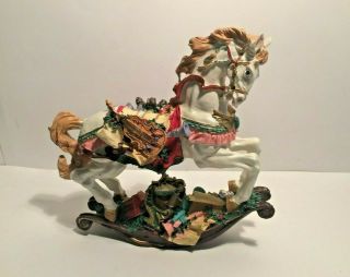 Vintage Resin Rocking Horse Christmas Holiday Centerpiece Large
