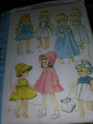 Vintage 1966 Mccalls 8564.  12 To 16 Inch Baby Doll Sewing Pattern Uncut