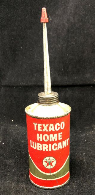 Vintage Texaco Home Lubricant Advertising Handy Oiler Tin Can Oil 3 Oz K15