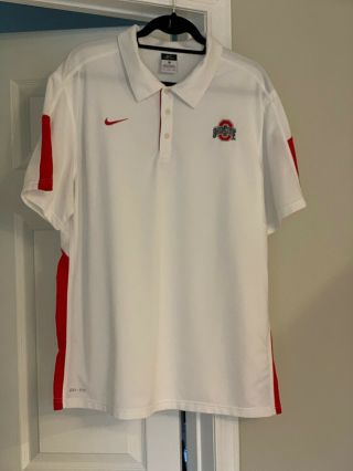 Nike Dri - Fit Ncaa Ohio State University Buckeyes S/s Polo Shirt White Size Xl
