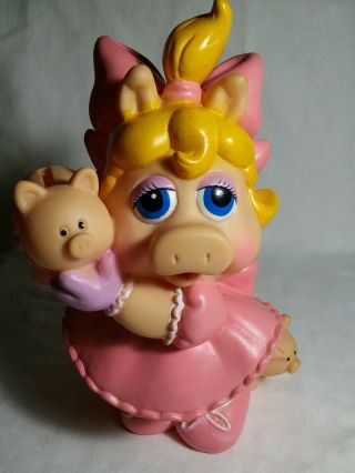 Vintage 1989 Miss Piggy The Muppets Piggy Bank Illco With Stopper