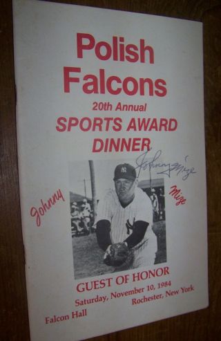 1984 Polish Falcons Sports Award Program Signed Johnny Mize Yankees Rochester Ny
