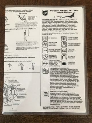 Ups United Parcel Service Airlines B757 - 200 Passenger Jumpseat Safety Card 2013