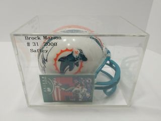 Mini Football Helmet Autographed Signed/brock Marion 31 Safety/nfl/miami Dolphi