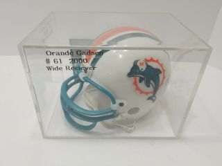 Mini Football Helmet Autographed Signed/orande Gadsen 61 Wr/2000/nfl/dolphins